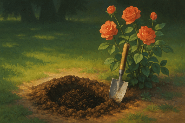 Sunlit garden soil