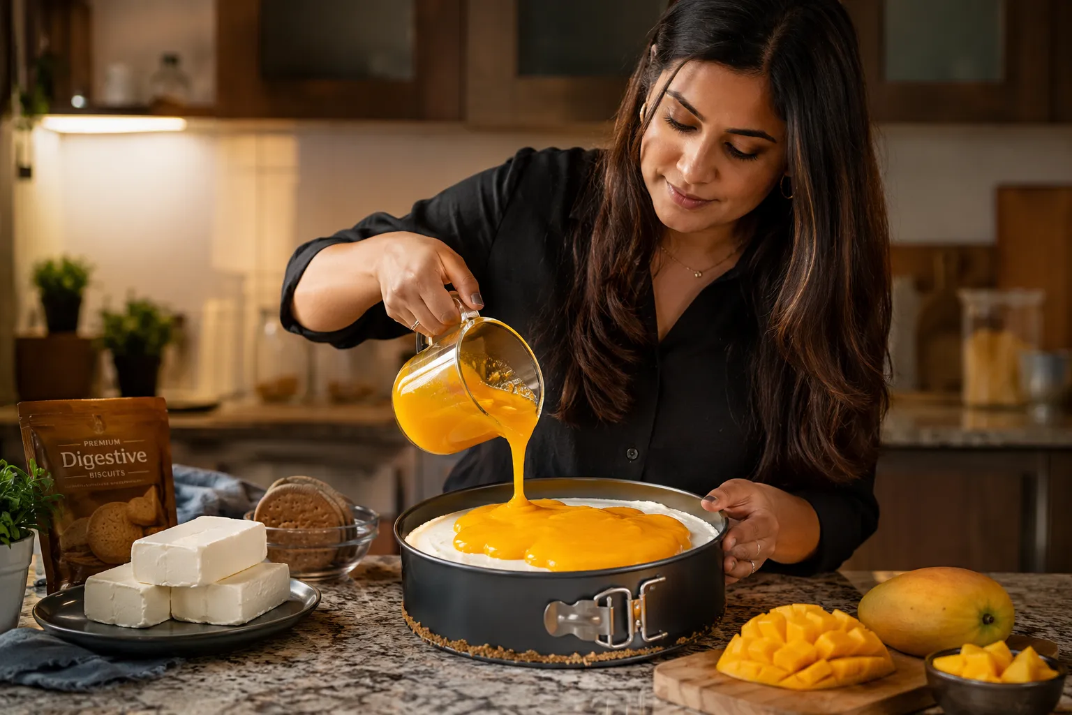 No-Bake Cheesecake with Mango Puree Recipe Overview